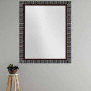 Brown-Colour-with-Silver-Colour-Dots-Style-Classic-Design-3-mm-Saint-Gobain-ModiGuard-Wall-Decorative-Bath-Room-Mirror-15 inch-X-18-inch