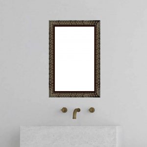 Brown Textured Style Classic Design 3 mm Saint-Gobain Modi Guard Wall Decorative Bathroom Mirror 12inch X 15 inch