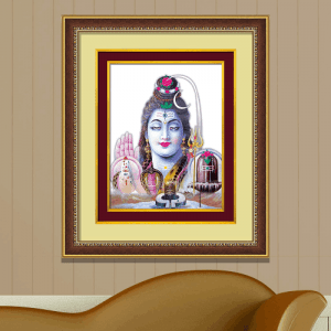 Hindu-God-–-Lord-Shiva-Photo-Framed-Digital-Art-Double-Mounted-Golden-Beeding