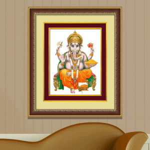 Hindu-God-–-Lord-Sri-Ganesha-Photo-Framed-Digital-Art-Double-Mounted-Golden-Beeding-3