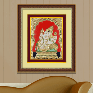 Hindu-God-–-Lord-Sri-Ganesha-Photo-Framed-Digital-Art-Double-Mounted-Golden-Beeding