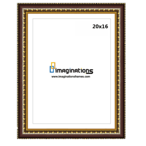 Synthetic-wood-Brown-and-gold-Pattern-photo-frame