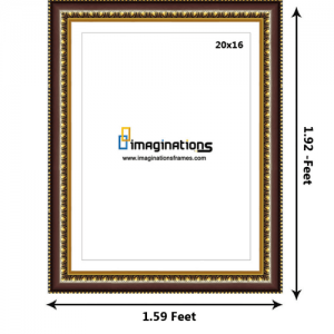 Synthetic-wood-Brown-and-gold-Pattern-photo-frame-scale