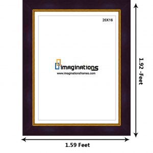 Synthetic wood Brown with golden Photo frame design 20x16 inch