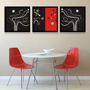 Framed Digital Art Painting Sets - 3 Pieces Contemporary Design Art (18 inch X 18 inch - 3 Nos)