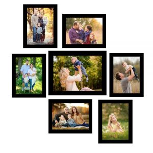Collage Photo Frames, Set of 7,Wall Hanging (6 nos - 5x7 inch, 1 nos - 8x10 inch) (Black)