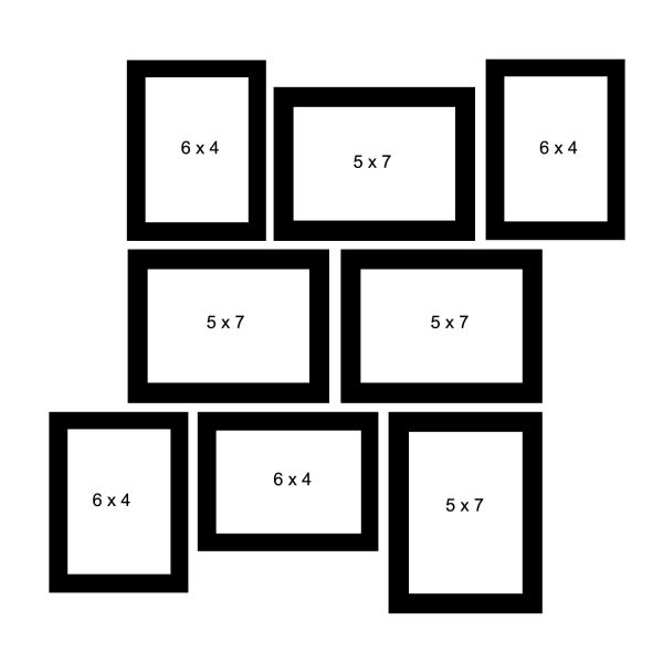 Set of 8 Collage Photo Frames ( 5 x 7 (4 pieces) 4 x 6 (4 pieces) Black